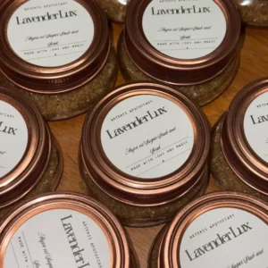 Artisan sugar scrubs in glass jars