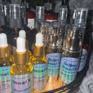 Various beauty products in a basket